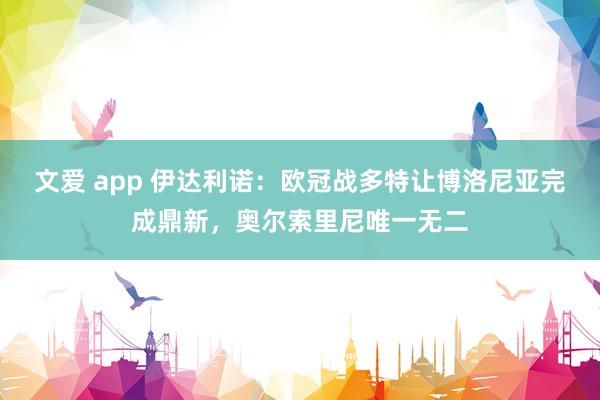 文爱 app 伊达利诺：欧冠战多特让博洛尼亚完成鼎新，奥尔索里尼唯一无二